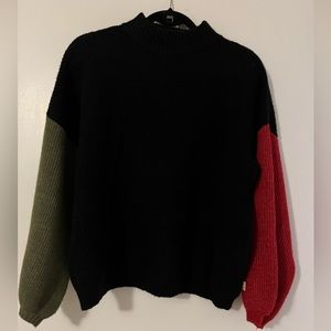 Colorblock mock neck sweater, soft, never worn.